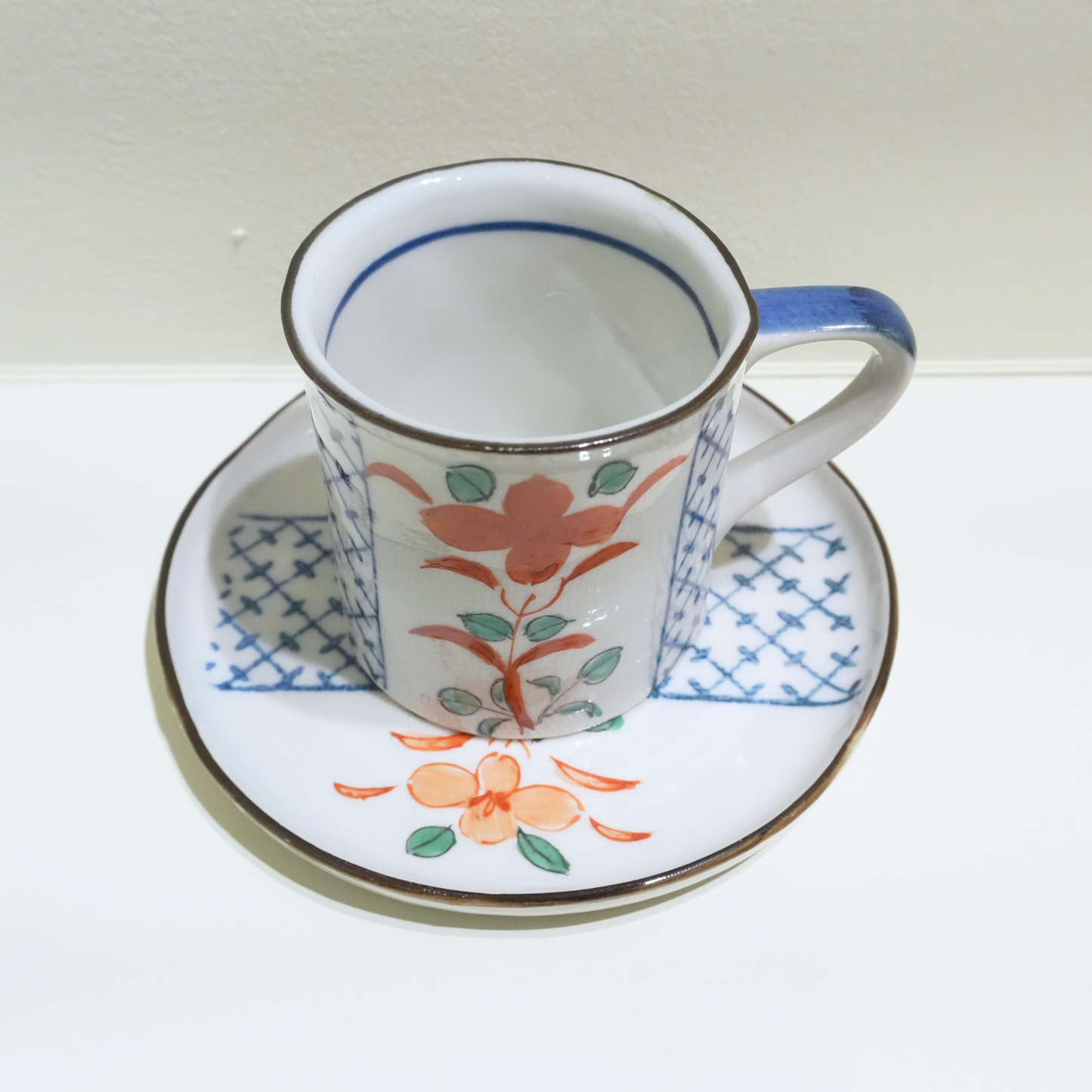 四日市萬古焼　Small Coffee Cup& saucer  牡丹