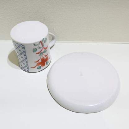四日市萬古焼　Small Coffee Cup& saucer  牡丹
