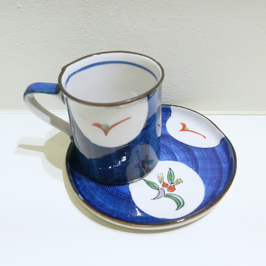 四日市萬古焼　Small Coffee Cup& saucer  フクシア