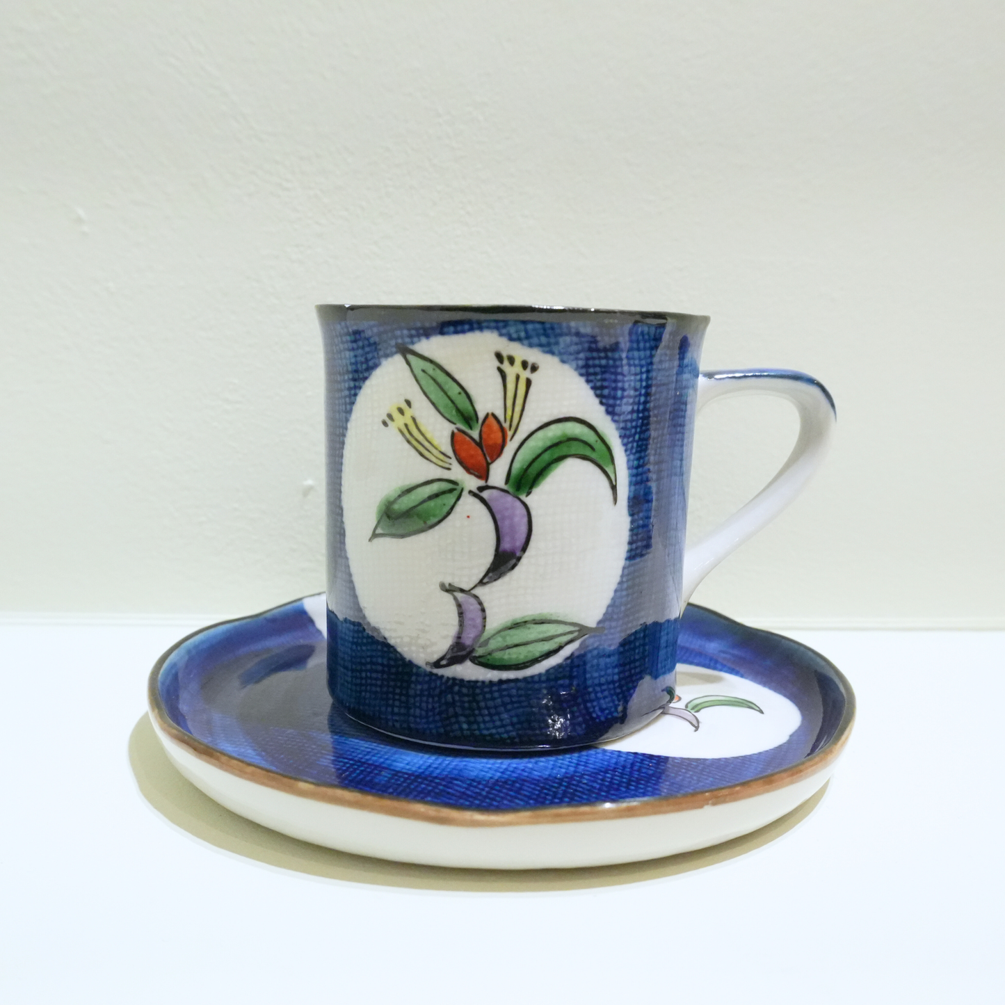 四日市萬古焼　Small Coffee Cup& saucer  フクシア