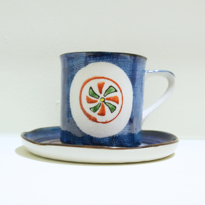 四日市萬古焼　Small Coffee Cup& saucer  花形紋