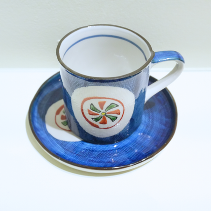 四日市萬古焼　Small Coffee Cup& saucer  花形紋