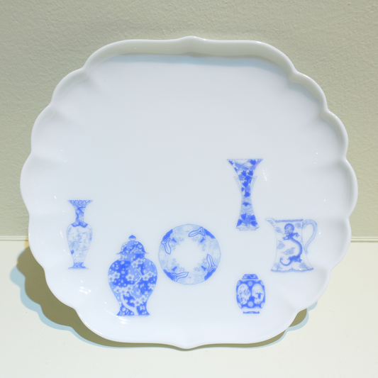 深川製磁　波形皿（中皿） ブルーチャイナ　