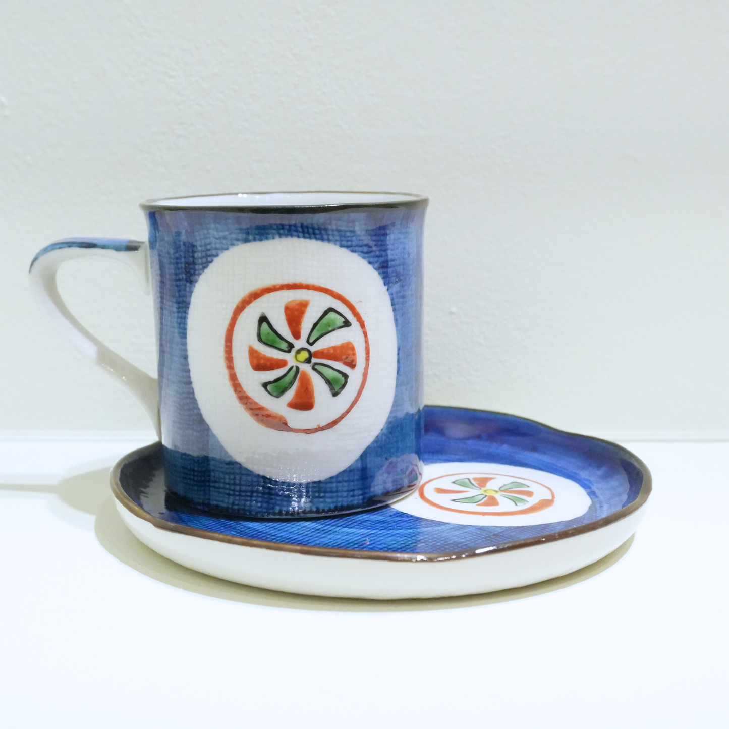 四日市萬古焼　Small Coffee Cup& saucer  花形紋