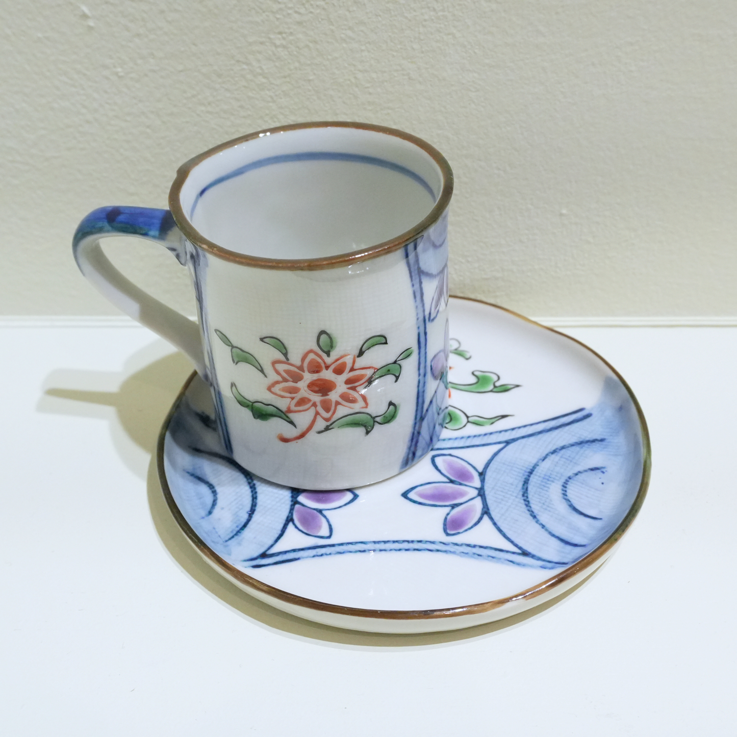 四日市萬古焼　Small Coffee Cup& saucer  唐花