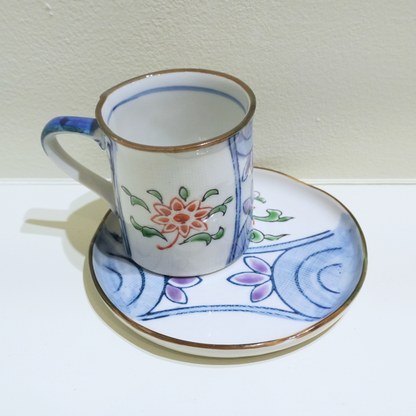 四日市萬古焼　Small Coffee Cup& saucer  唐花