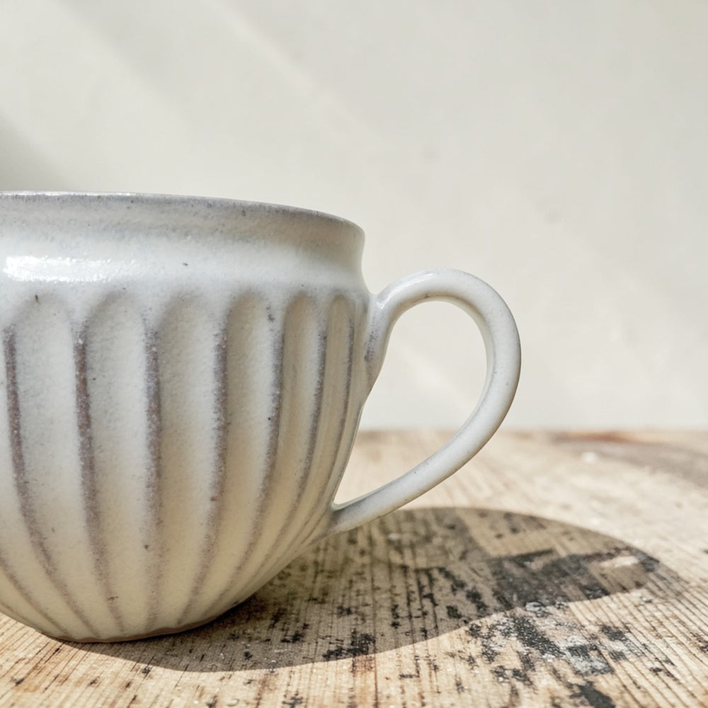 しのぎマグカップ | 白 | 大きめ | 雅峰窯 | 丹波焼