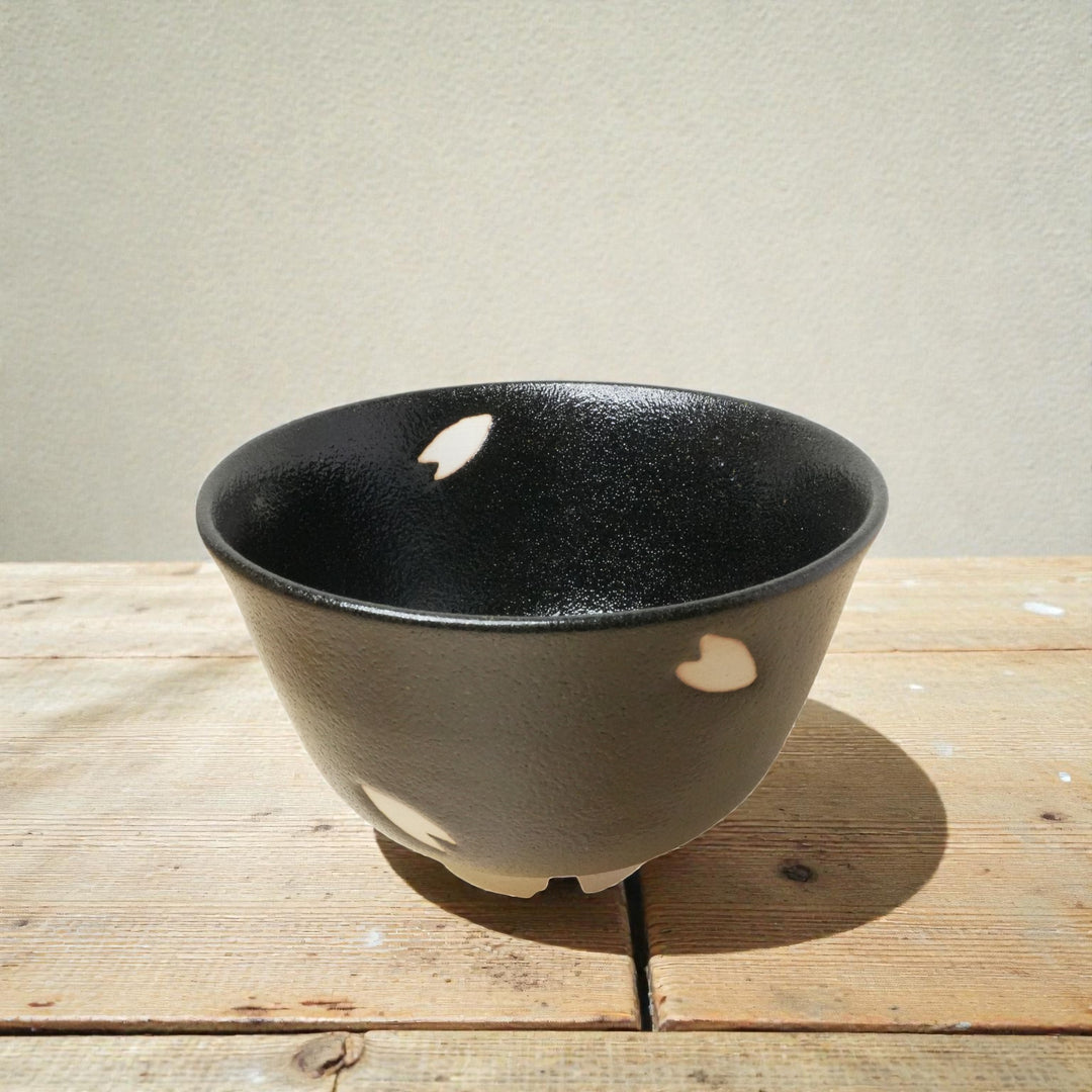 Cherry Blossom and Black Matcha Bowl | Slightly Smaller | Yoshiki Sugiura