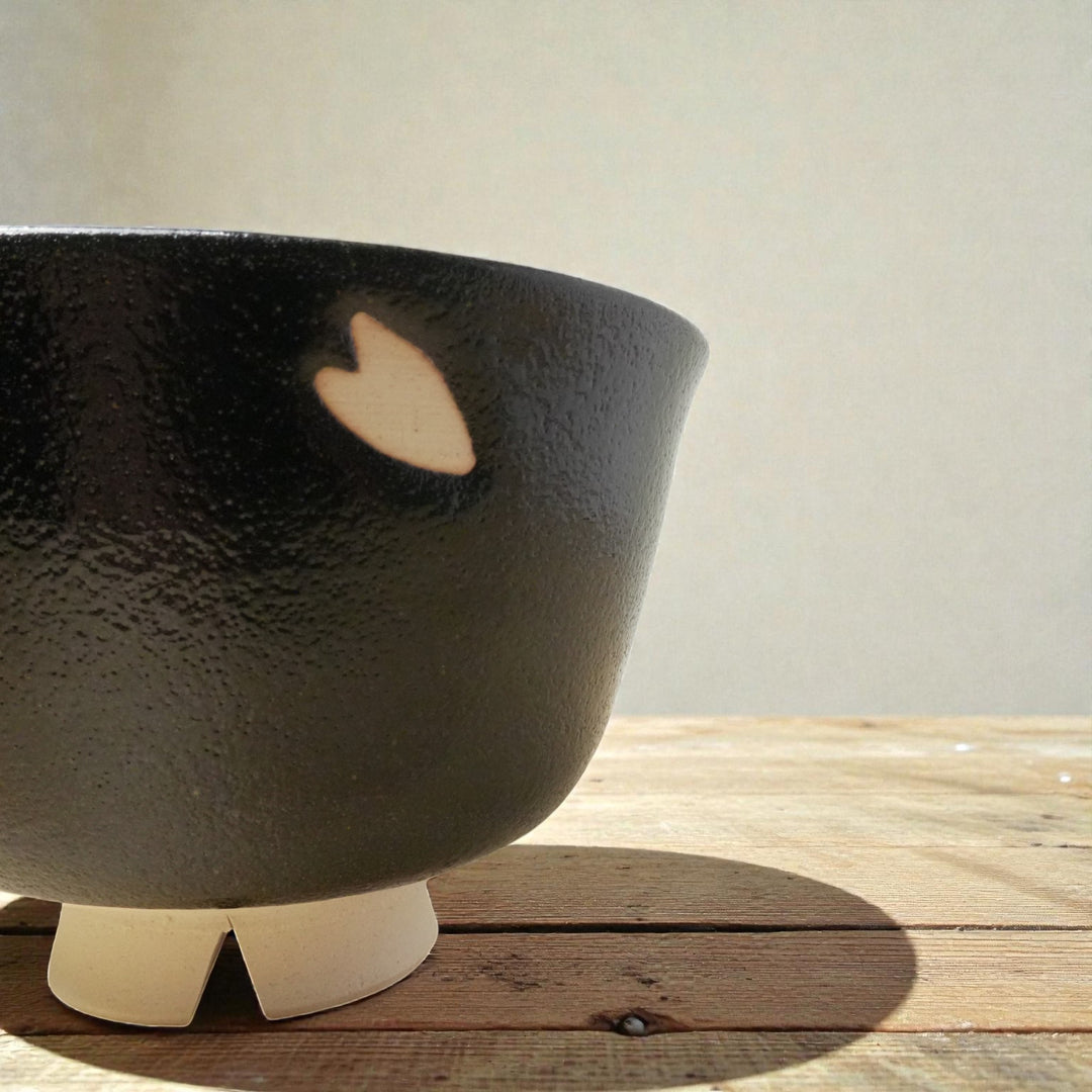 Cherry Blossom and Black Matcha Bowl | Slightly Smaller | Yoshiki Sugiura